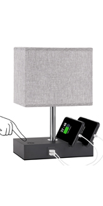 Touch Control Bedside Lamp with 2 USB Ports
