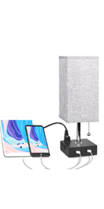 USB Bedside Table Lamp with Outlet