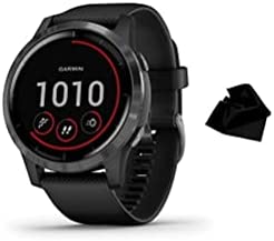 Garmin vívoactive 4, GPS Smartwatch, Features Music, Body Energy Monitoring, Animated Workouts and More, Black, with Kwalicable Cleaning Cloth