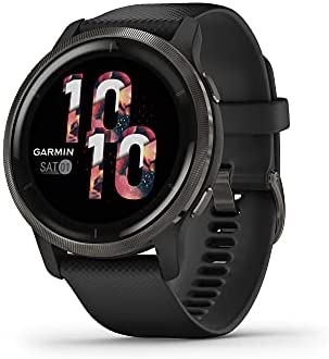 Garmin Venu 2, GPS Smartwatch with Advanced Health Monitoring and Fitness Features, Slate Bezel with Black Case and Silicone Band