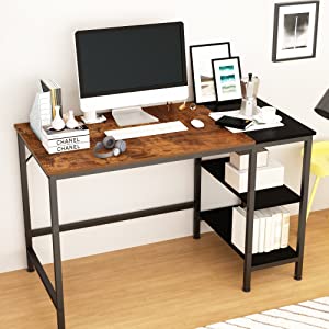 Computer Desk with Shelves,Laptop Table with Grid Drawer