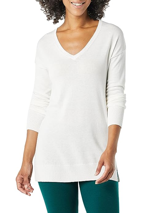 Women's Lightweight Long-Sleeve V-Neck Tunic Sweater (Available in Plus Size)