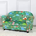 Kid Sofa Chair, Velvet Fabric 2-Seater Kid Upholstered Couch, Perfect Kid Gift (Green)