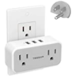 Multi Plug Outlet Extender with USB, TESSAN Double Electrical Outlet Splitter with 3 USB Wall Charger, Mini Multiple Expander for Travel, Home, Office, Dorm