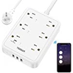 Smart Power Strip, TESSAN WiFi Flat Plug Strip with 3 Smart Outlets and 3 USB Ports, 6 Feet Extension Cord, Wall Mountable, Compatible with Alexa and Google Home, White