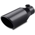 LCGP 3&quot; Inlet Exhaust tip 5&quot; Outlet 12&quot; Overall Length, 3x5x12inch, Stainless Steel, Black Powder Coated Exhaust Tailpipe