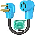 Dryer Adapter Cord 4 Prong to 3 Prong with Safety Ground Wire, 4P Newer Dryer to 3P Older House, NEMA 10-30P to 14-30R, 220V 30 Amp 10 AWG STW Blue