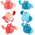 6 Pieces Crab Bath Toy Wind-up Swimming Crab Floating Bathtub Pool Toys 4.7 x 3.5 x 2 Inch Water Play Sets for Boys and Girls, 4 Colors