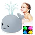 QINGBAO Baby Bath Toys,Whale Bath Toys for Toddlers ,Light Up Bath Toys with LED Light, Whale Spray Water Bath Toy, Water Spray Toy with LED Light,Gifts for Boys Girls(Grey Whale)