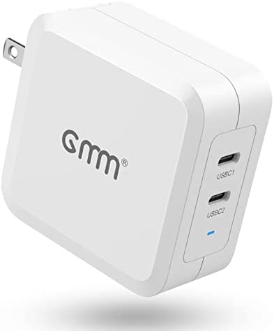 100W USB C Charger Multiport, GMM USB C Dual Charger 2 Ports Fast Charging Block Type C with Foldable Plug, GaN USB C Power Adapter for MacBook Pro/iPhone 14/13/Dell XPS/iPad/Galaxy/Pixel