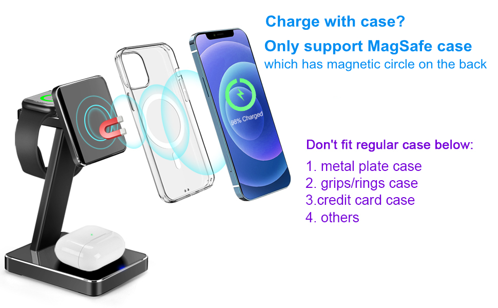 3 in 1 magnetic wireless charger charging station