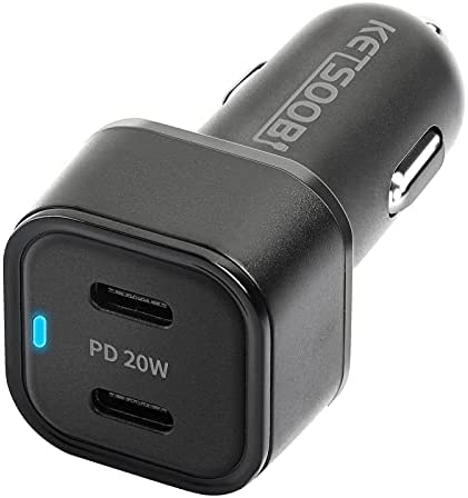 USB C Car Charger,40W(20W+20W) PD 3.0 Dual Type C Fast Car Charger,KETSOOBI Cigarette Lighter USB Charger Compatible with iPhone 13 Pro Max, iPhone14/13/12/11/Xs, Galaxy S21/S20/S10 iPad Air/Pro