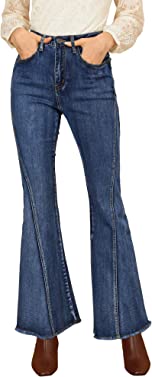 Allegra K Women's Vintage Flare Jeans High Waist Stretch Denim Long Pants Bell Bottoms Jeans
