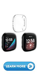 EUCARLOS clear protective bump case cover for fitbit sense and fitbit versa 3