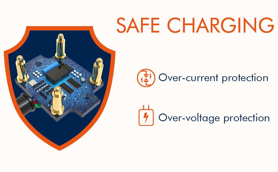 Safe charging design include over current protection over-oltage protection temperature control