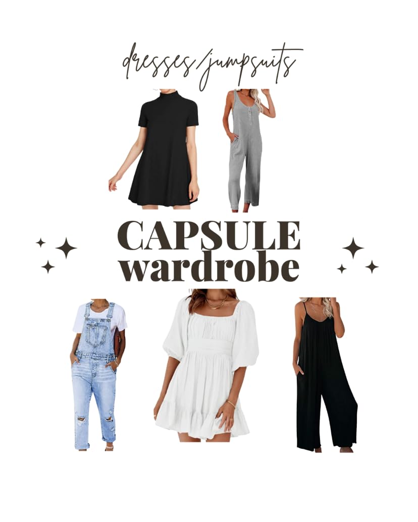 Capsule wardrobe ideas : jumpsuits + dresses as interchangeable closet space pieces