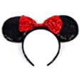 WLFY Minnie Mouse Ears Headbands for Women, mouse ears for Girls，Mouse ears Costume for Girls,Sequin Red, Size Free