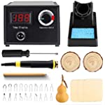 Upgraded Wood Burning Kit Temperature Adjustable Pyrography Machine 110V 60W Digital Wood Burner with 20PCS Pyrography Wire Tips for Wood, Leather, Gourd