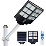 300W Solar Street Lights Outdoor Dusk to Dawn, 30000LM Dimmable Solar Flood Lights with Motion Sensor and Remote Control, Security Led Flood Light IP65 Waterproof for Parking Lot, Yard, Garden,Patio