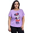 Disney Shy Minnie Mouse Women&#39;s Plus Size Fit Disneyland World Adult Women&#39;s Graphic Tee T-Shirt (Lavender, 1X)