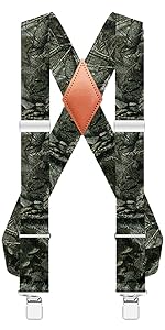 camo green suspenders for men