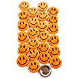 Classic Orange Smiley Face Pinback Button Badges - 1.5 Inch Round - 25 Pack