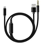 Charging Audio Cable for iPhone [Apple MFi Certified], IVSHOWCO Lightning to 3.5mm Headphone Aux Jack Nylon Braided Cord Work with Car Stereo/Speakers/Headphone.