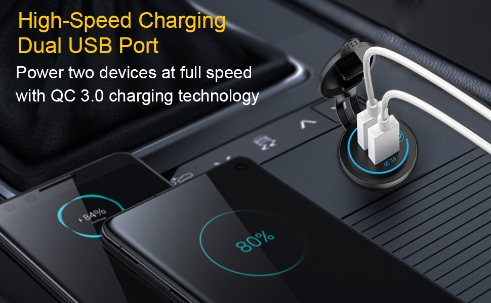 12V USB outlet Dual USB Socket car charger port Quick Charge 3.0 usb car outlet socket Dual USB Port