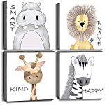 Oreichar Art Kids Wall Art Inspirational Quotes Canvas Print Safari Animals Painting Picture for Nursery Baby Children&#39;s Room Bedroom Decoration (12&quot;x12&quot;x4pcs)