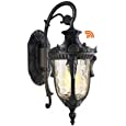 PARTPHONER Dusk to Dawn Outdoor Light Fixture Wall Mount, Waterproof Porch Light Fixtures Wall Lamp, Outside Wall Sconce Exterior Wall Lamp with Textured Glass for House, Front Door, Garage（Black)