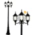 Dusk to Dawn Sensor Outdoor Lamp Post Light 3-Head, Classic Black Light Pole with Clear Glass Panels (3 LED Bulbs Included, M