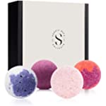 Natural Bath Bombs for Women Relaxing Gift Set by STENDERS - 4 Large Fizzies Set - Super Fizzy Bathbombs with Essential Oils (Orange, Grapefruit and Juniper Berries) and Cranberry Extract