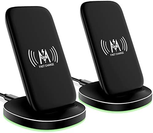 KKM Wireless Charger 2 Pack, 15W Fast Wireless Charging Stand Compatible with iPhone 14 Pro/14 Pro Max/14/14 Plus/iPhone 13/13 Pro Max/13 Mini/12/11/XS Max/8, Samsung Galaxy S20 FE/S21 Ultra/Note 20