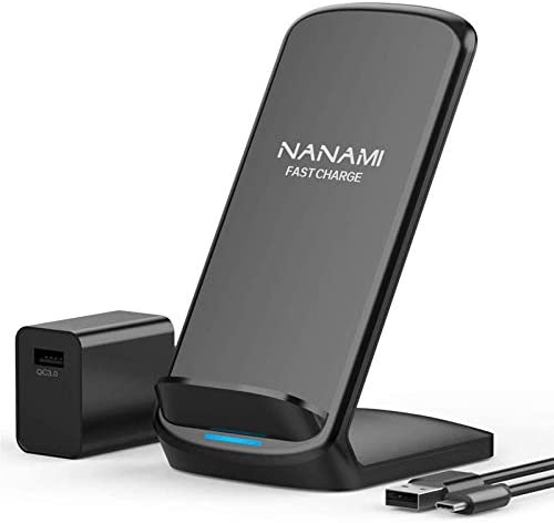 NANAMI Fast Wireless Charger, Qi Certified Wireless Charging Stand with QC3.0 Adapter USB Charger for iPhone 14/13/12/SE 2020/11/XS Max/XR/X/8, 10W Compatible Samsung Galaxy S22/S21/S20/S10/S9/Note 20