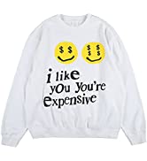 Arnodefrance i like you you''re espensive Sweatshirt Hip Hop Letter Printing Crew Neck Pullover Fo...