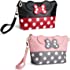 yiwoo 2 Pack Cosmetic Bag Mouse Ears Bag with Zipper,Cartoon Leather Travel Makeup Handbag with Ears and Bow-knot, Cute Porta