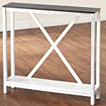 The Lakeside Collection Two-Tone Console Table with X Design Legs Storage Shelf - White