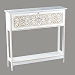 The Lakeside Collection Carved Console Table - Slim Antique Entryway Table with Drawer Storage - White