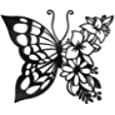 Butterfly Decoration Wall Art Boho Butterfly Wall Home Decor Hanging Appearance Wall Decor Metal Wall Hanging Butterfly Decor Flower Wall Art for Bedroom Living Room Home Wall,Black(Medium)