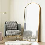 NeuType Arched Floor Full Length Mirror Standing Full Body Dressing Mirrors with Stand Hanging Wall Mounted Large Metal Frame Leaning Bedroom Living Room Decor 65 x 22 in (Gold)