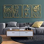 4 Pack Gold Wall Art Décor, Minimalist Décor Single Line Art Wall Décor, Real Metal Wall Art, Woman&#39;s Body Shape Abstract Wall Art, for Kitchen Bedroom Living Room
