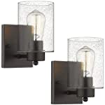 Beionxii Wall Light Fixture | 2 Pack Interior Wall Sconce in Oil Rubbed Bronze with Clear Seeded Glass (8.5&quot;H x 4.7&quot;W) - MB9002 Series