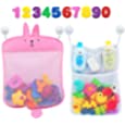 Comfylife Baby Bath Toy Organizer - Bunny (2 Bath Toy Storage Nets, 10 Toy Numbers &amp; 10 Strong Hooks) – Great Bath Net for Kids – Cute Bathtub Toy Organizer and Bath/Shower Caddy Storage Solution