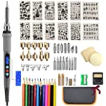 75Pcs Wood Burning Kit, Wood Burning Tool with LCD Display Wood Burning Pen Adjustable Temperature Soldering, Embossing/Carving/Soldering Tips/Carrying Case. (Gray)
