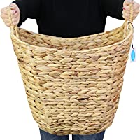 Casaphoria Seagrass Storage Basket Large Water Hyacinth Wicker Basket/Rattan Woven Basket with Handles - Storage Baskets for 