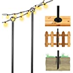String Light Poles, 10FT Stainless Steel Poles for Outdoor String Lights, Outdoor String Light Poles to Hang Up LED Light, for Wedding, Party, Garde(2Pack)
