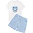 ROMWE Men's 2 Piece Outfits Graphic Print Fashion Summer Short Sleeve Round Neck Shirt and Shorts Set