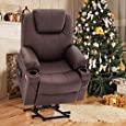 Esright Power Lift Chair Recliner Sofa for Elderly Electric Lift Recliner with Vibration Massage and Lumbar Heated, 3 Positions, 2 Side Pockets and Cup Holders, USB Ports, Convenient Remote Control