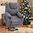 Esright Electric Power Lift Chair Recliner Sofa for Elderly with Vibration Massage and Lumbar Heated, 3 Positions, 2 Side Pockets and Cup Holders, USB Ports, Remote Control