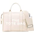 Aceyurre The Medium Tote Bag for Women, Canvas Crossbody Purse Handbag Bags with Zipper for Work, School, Travel(White)